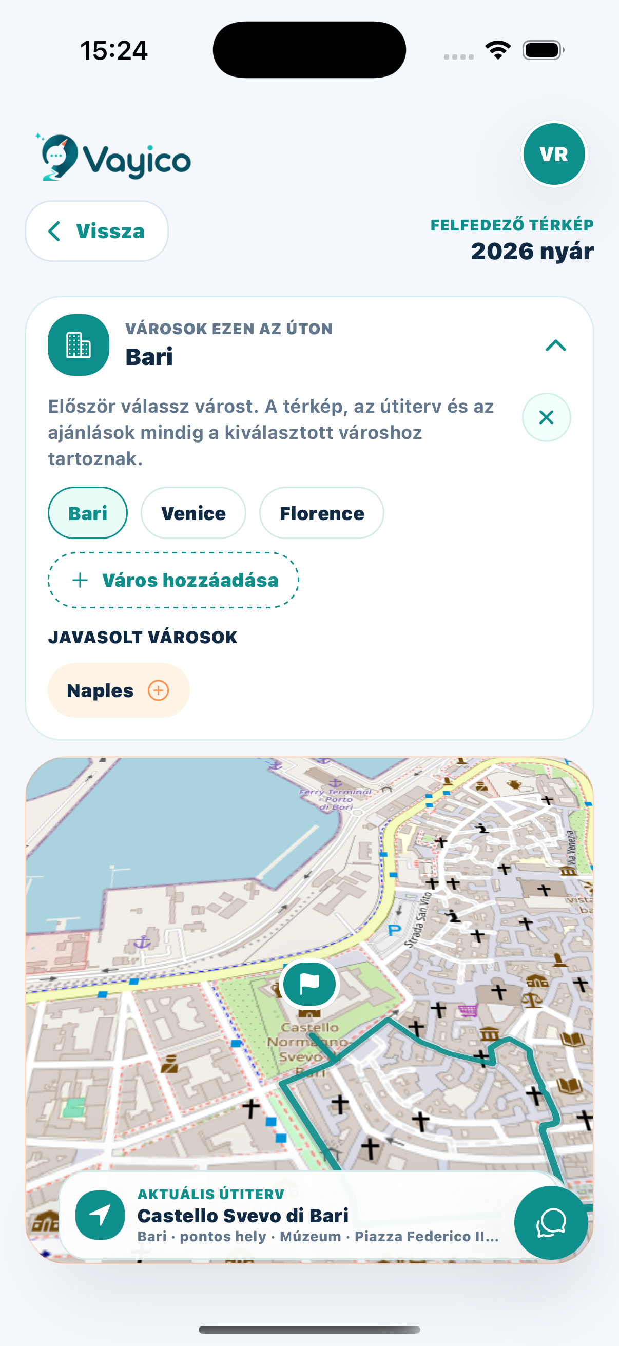 Vayico explorer map and city selector